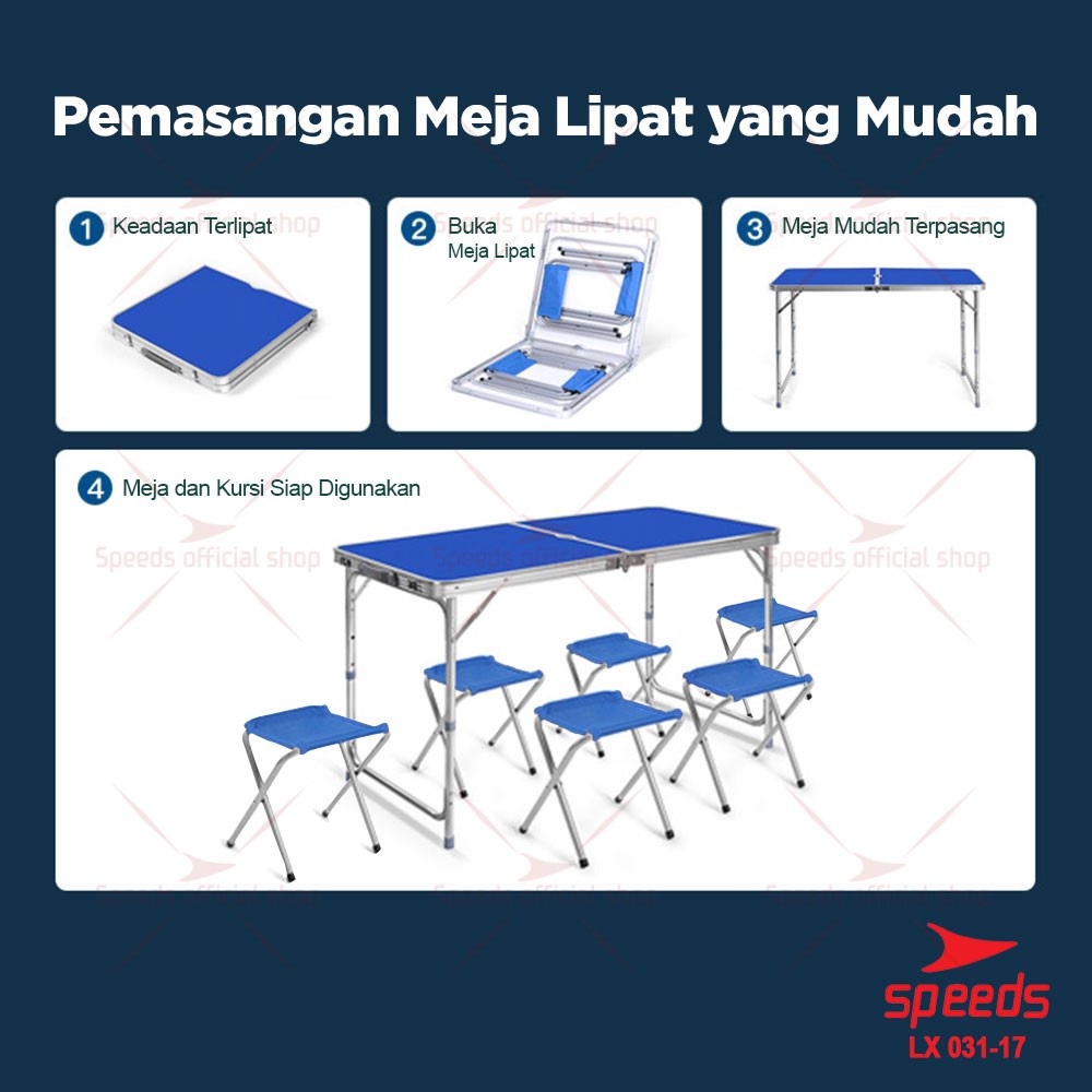 SPEEDS Folding Set Meja Makan 6 Kursi 031-17