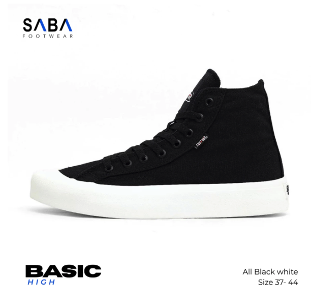 Saba Footwear SABA Basic High All Black White BS 01