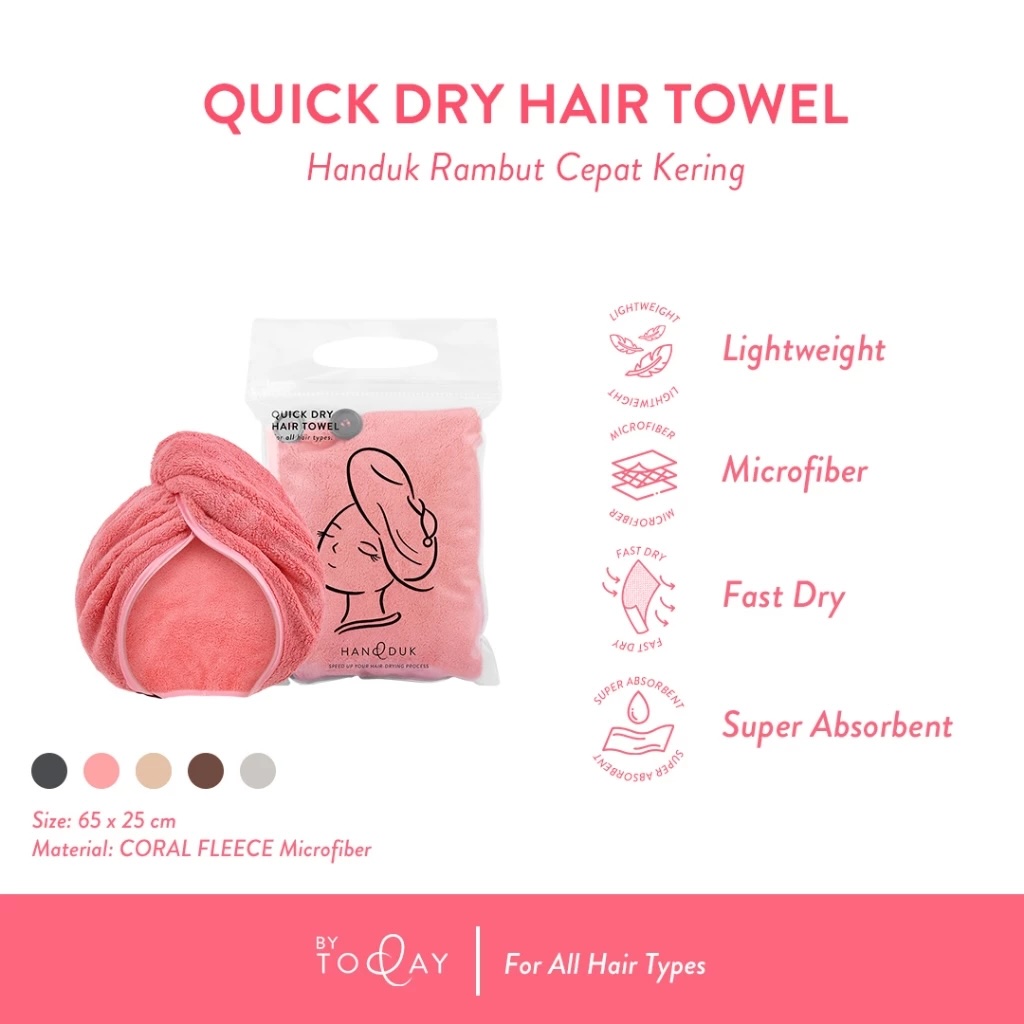  Handduk By Today Coral Velvet Microfiber Hair Towel