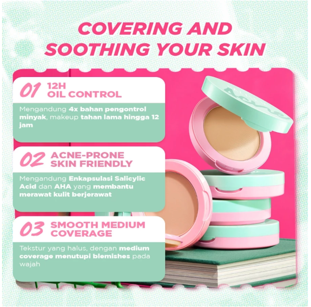 HEBE Beauty Style DAZZLE ME Acne Armor Flawless Flex Compact Powder W01 Light Ivory