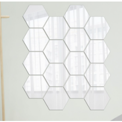 12PCS Stiker Cermin Kaca Hiasan Dinding Hexagonal