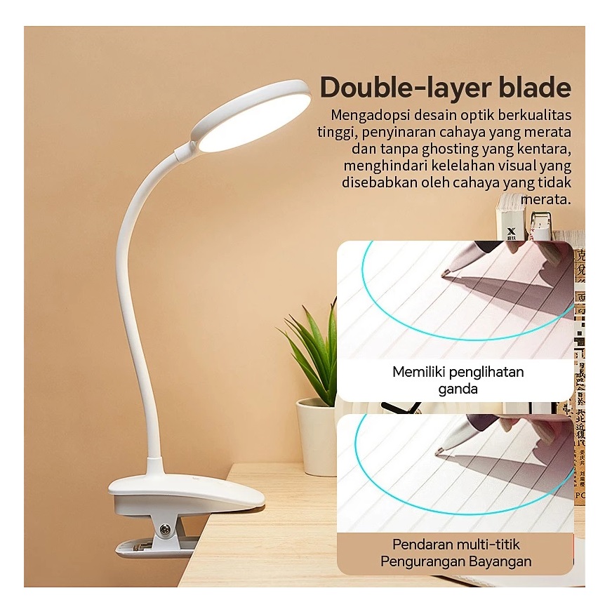  Lampu Belajar Jepit 2.200 mAh