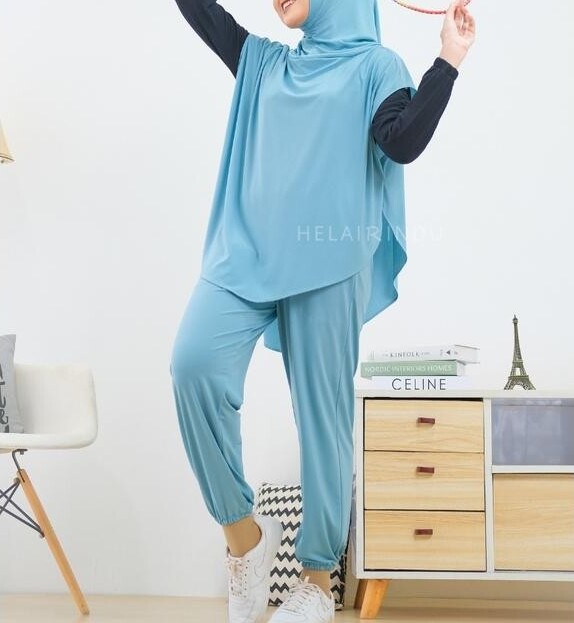  HELAIRINDU Setelan Hijab Olahraga Wanita 