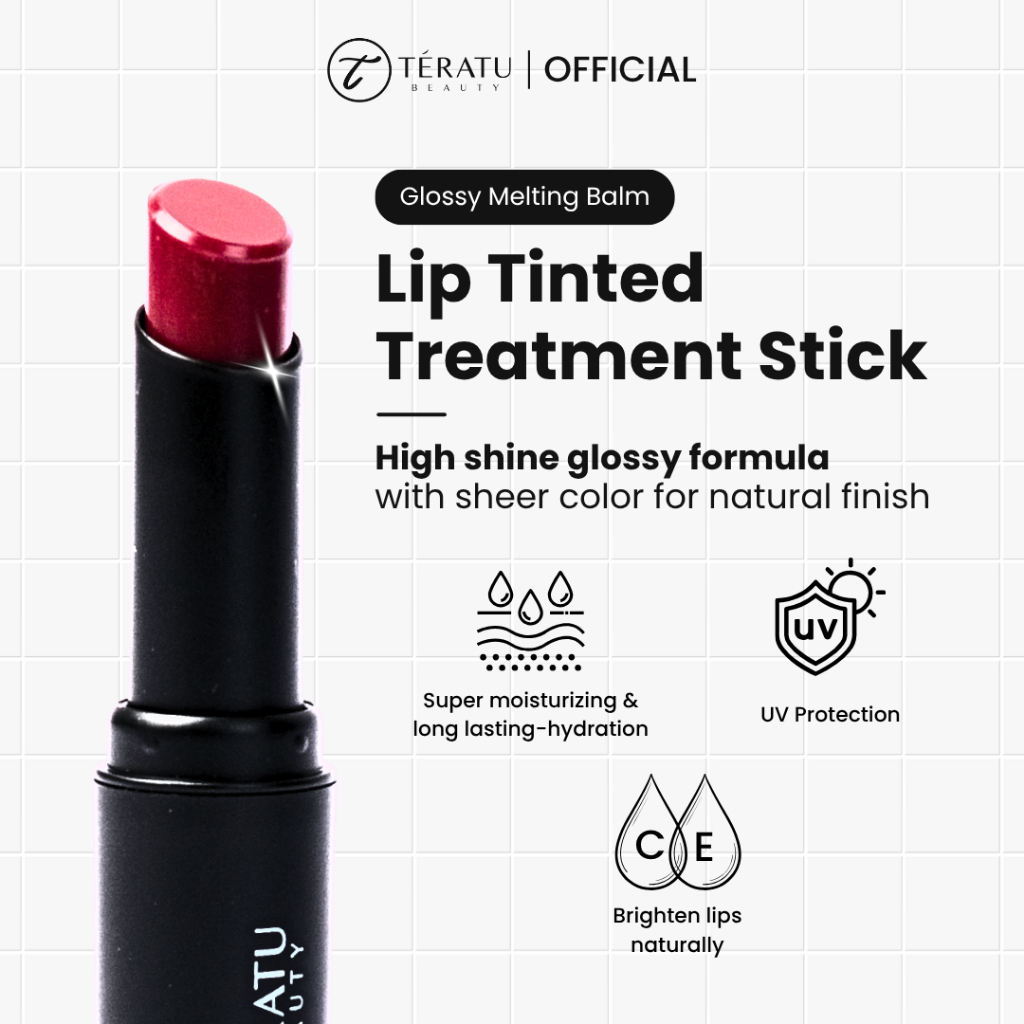 Fandi Universal Kosmekreasi Tératu Beauty Glossy Melting Balm Lip Tinted Treatment Stick 02 Nutty Sand
