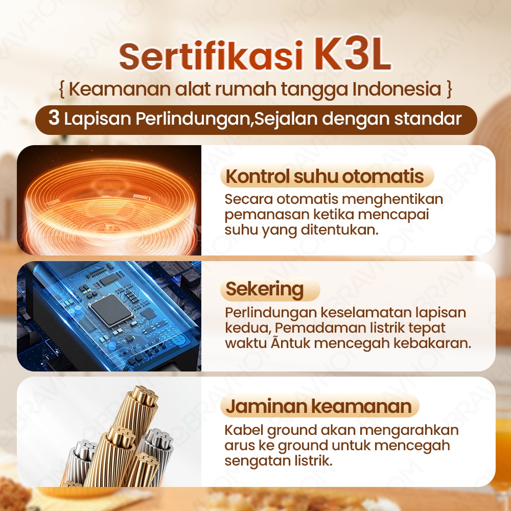 Kadonio Smart Home Appliances BRAVHOM Panci Presto Listrik BL-EP11