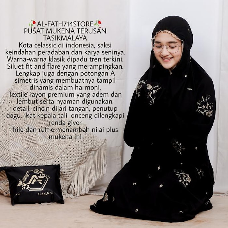 ALFATH714 Mukena Terusan Bordir Bunga Rose Love 3