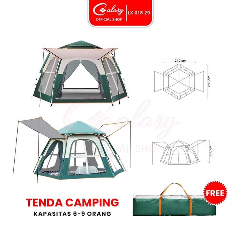 CALARY Tenda Camping 2 Pintu 3
