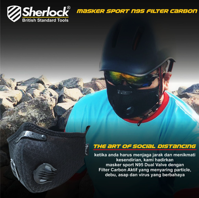 Masker Sport Olahraga Sepeda Dual Valve Filter Carbon N95 2
