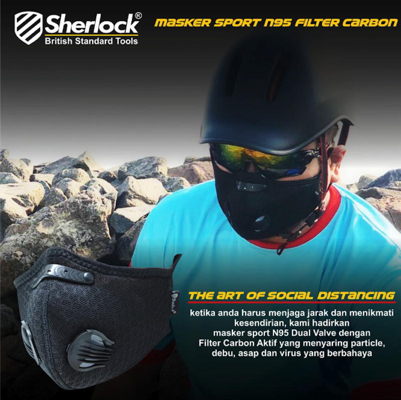 Masker Sport Olahraga Sepeda Dual Valve Filter Carbon N95 2