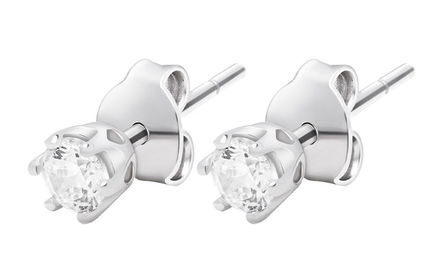 Anting Tindik Emas Solitaire White Gold 17K