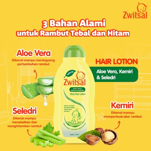 Unilever Zwitsal Baby Hair Lotion Natural with Aloe Vera Kemiri Seledri