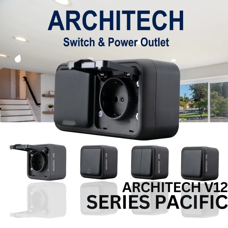 ARCHITECH Saklar Waterproof V12 Series Pacific 1 Gang 3