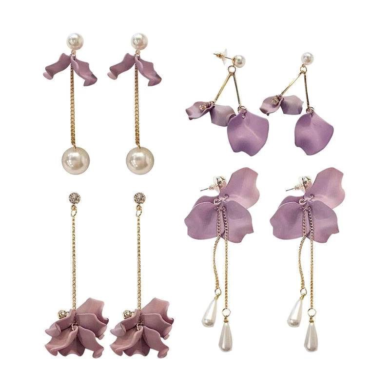 Anting Panjang Bunga Ungu