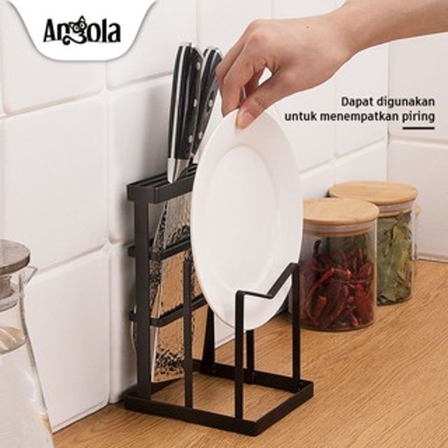 Angola Angola Tempat Panci Tutup E13 Rak Alat Dapur Rak Piring Pisau Holder