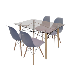 SAPPORO COLAC Dining Set / Set Meja Makan Kaca