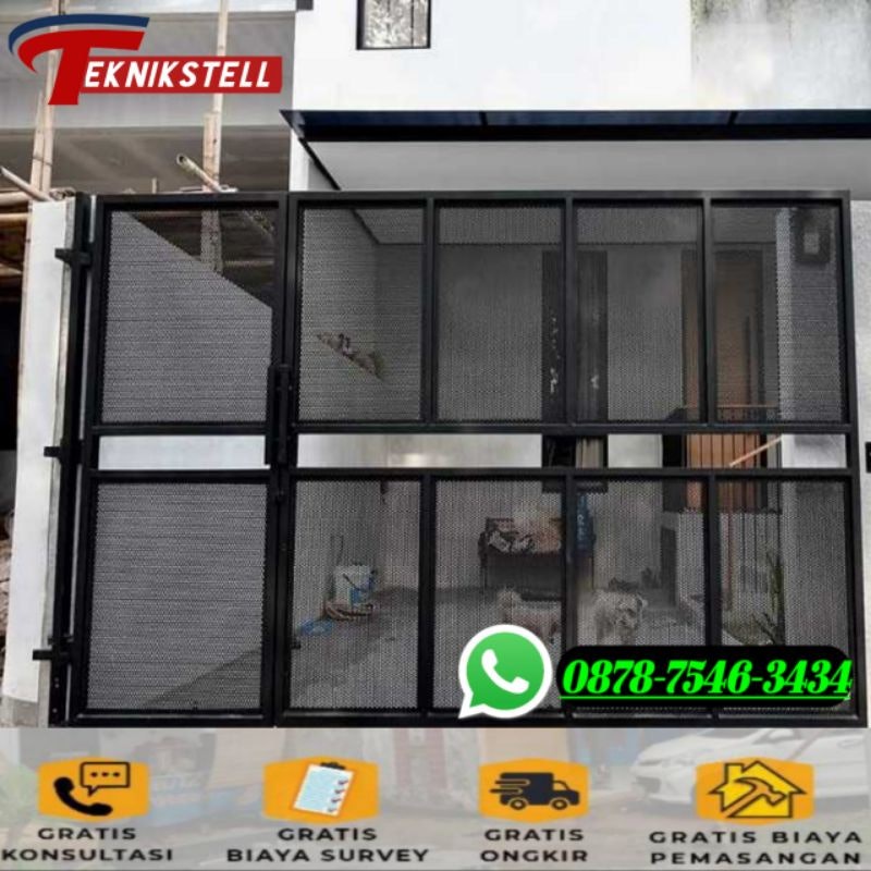 Pintu Pagar Besi Minimalis Motif Perforated 2