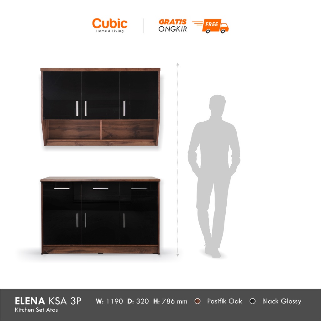 Cubic Home & Living Kitchen Set 3 Pintu Minimalis KSA 3P