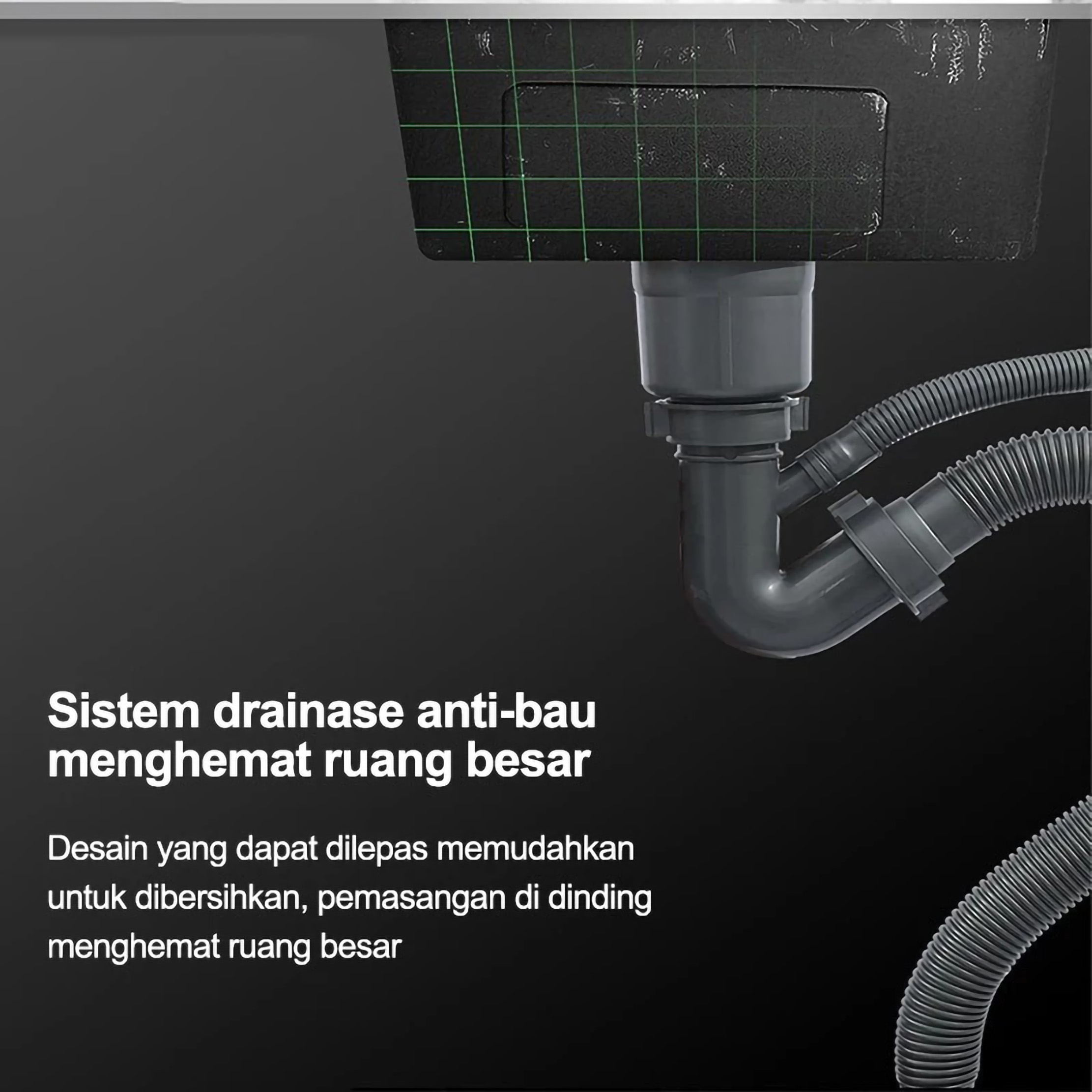 Lenodi Set Wastafel Stainless Steel Two Slots Black