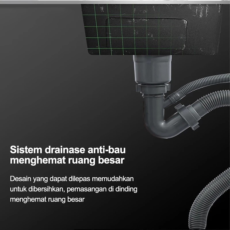 Lenodi Set Wastafel Stainless Steel Two Slots Black 3