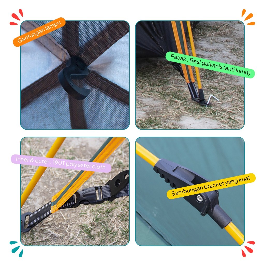  ELFS Active 2in1 Double Layer Automatic Tent 3-4 Person