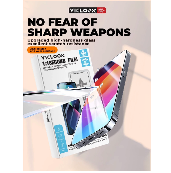  Viclook Easy Install Tempered Glass Anti Spy HD Clear Fit for iPhone