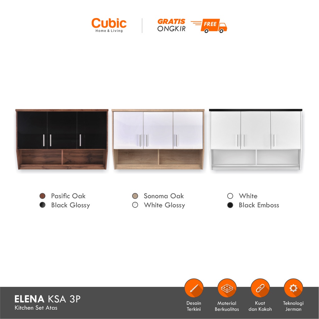 Cubic Home & Living Kitchen Set 3 Pintu Minimalis KSA 3P