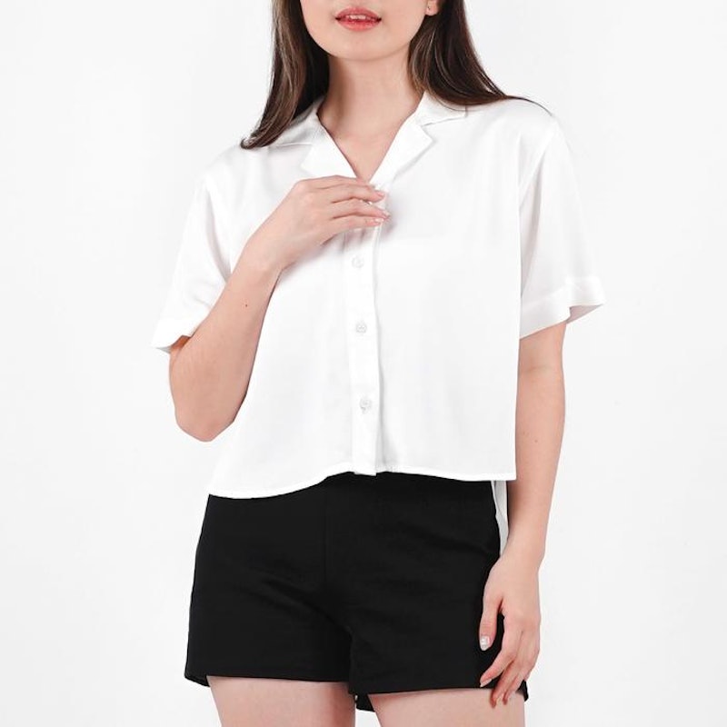 Aerostreet Kemeja Crop Top Yuki White 2