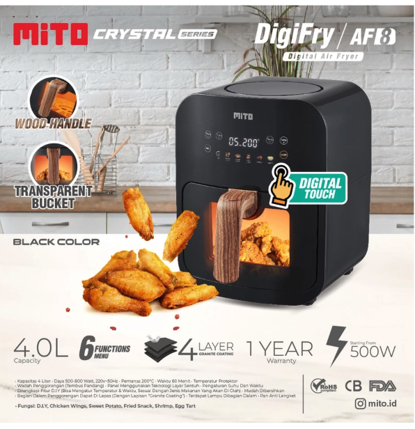 Mahakarya Sukses Indonesia MITO Air Fryer Crystal Series AF8