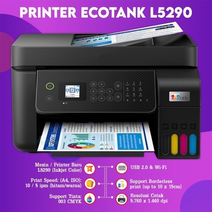 Epson Epson Printer EcoTank A4 Wi-Fi All-in-One Ink Tank dengan ADF L5290