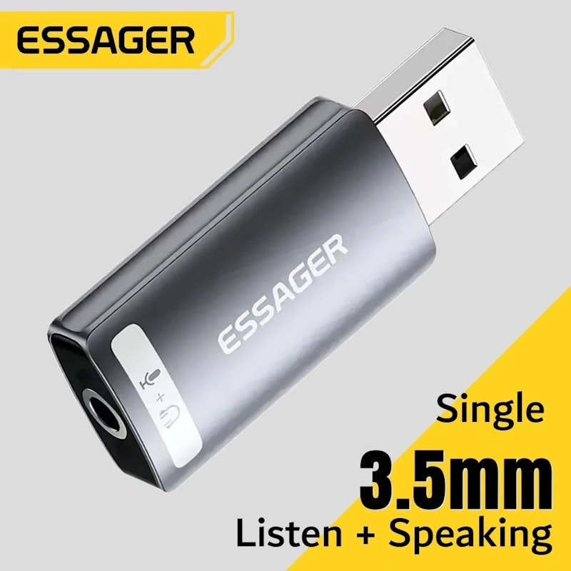Essager USB Sound Card External Single 3.5mm 5