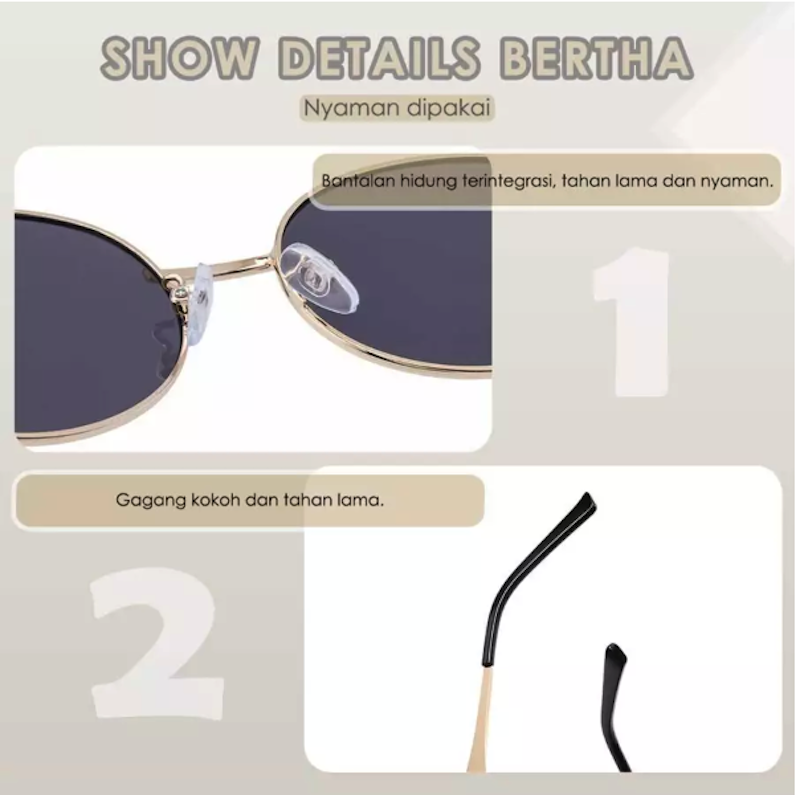 Bertha Oval Anti UV 400 Sunglasses 5