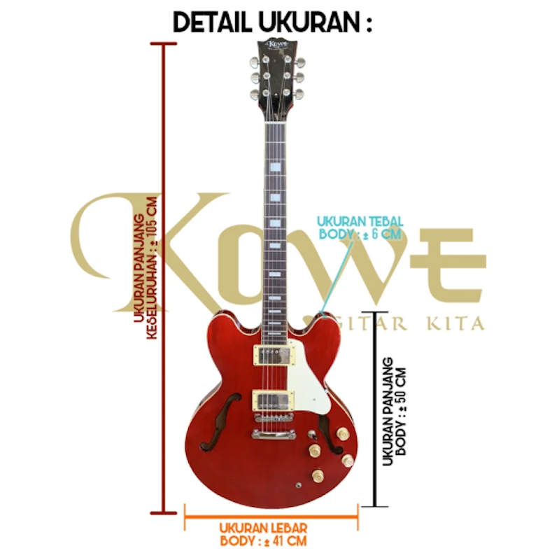 Kowe Gitar Elektrik Hollow Vintage 5