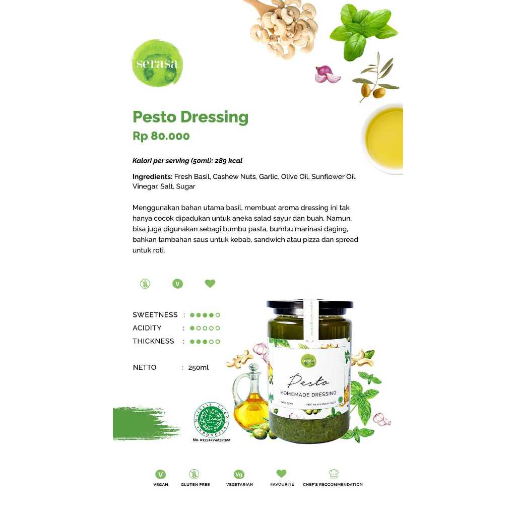  Serasa Salad Pesto Dressing In Jar