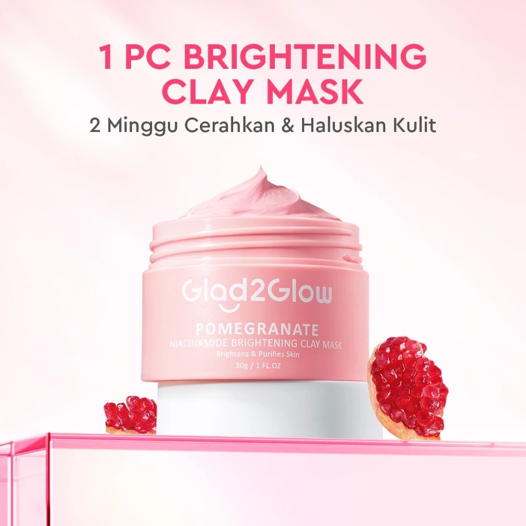 Glad2Glow Pomegranate Niacinamide Brightening Clay Mask 2