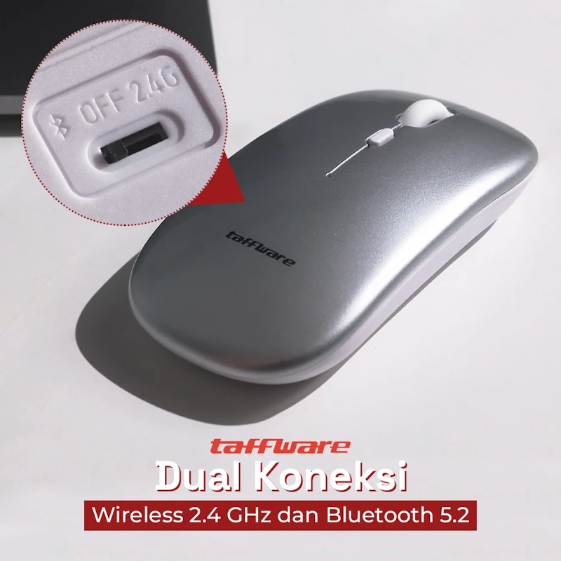 Taffware Wireless Mouse Rechargeable Dual Mode 4