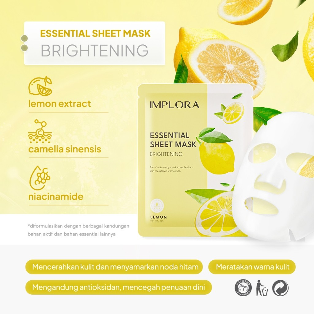 Implora Sukses Abadi Implora Essential Sheet Mask Lemon