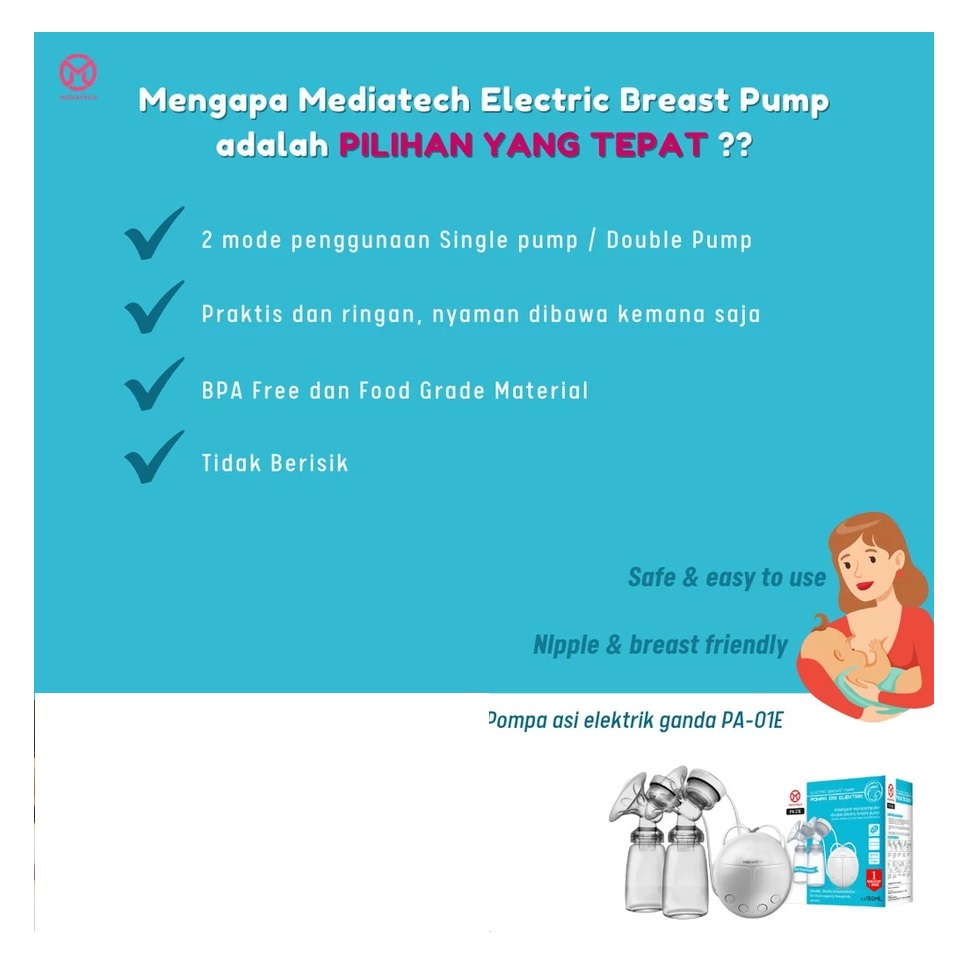 Mediatch Mediatech X Real Bubee Double Pump Electric Breast Pump PA 01E