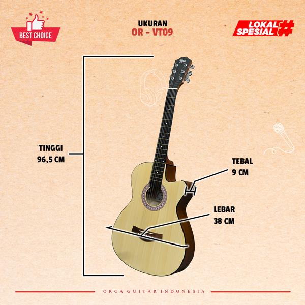 Orca Gitar Akustik Pemula Tanam Besi Hitam OR-VT09