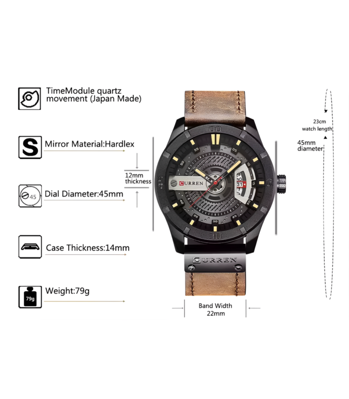 Curren New Fashion Men’s Leather Watch 8301 