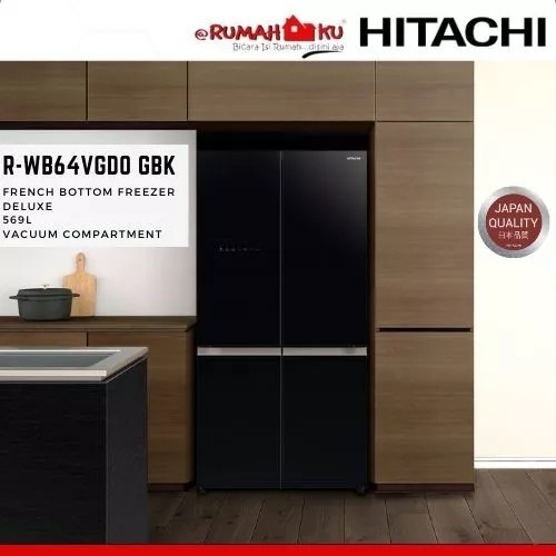 Hitachi Hitachi Kulkas French Bottom Freezer Deluxe R-WB64VGD0 GBK