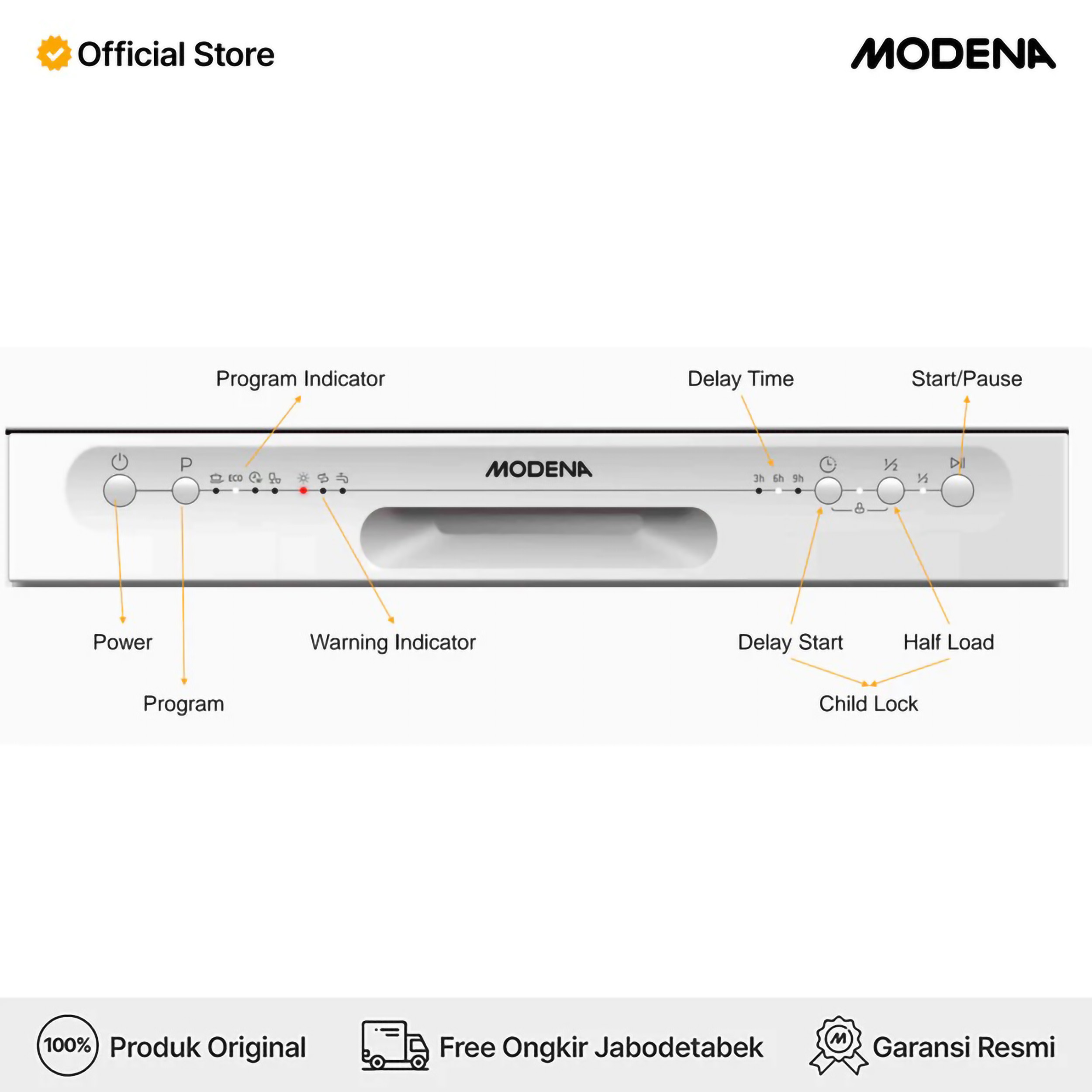 Modena MODENA Freestanding Dishwasher WP 1200 FDWH