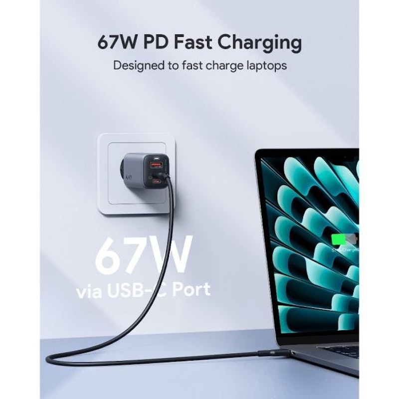 Aukey Charger Multi Port Type C and USB A 67W 3