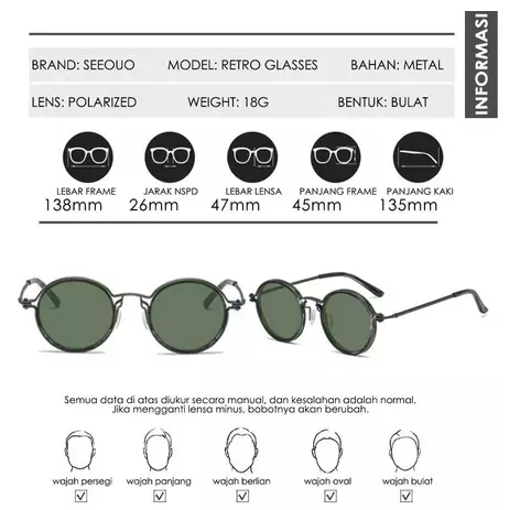  Seeouo Sunglasses Retro Stylish Black Gun 10749