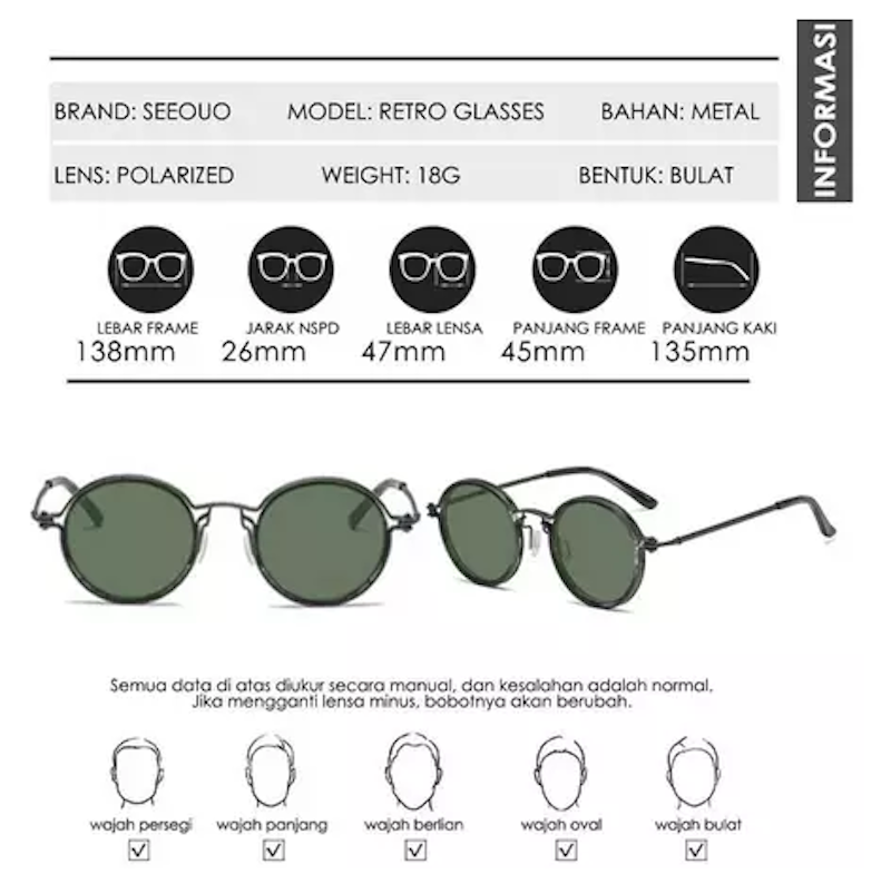 Seeouo Sunglasses Retro Stylish Black Gun 5