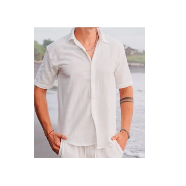  BEACHWELL Kemeja Pria Linen Katun Lengan Pendek Canggu Series