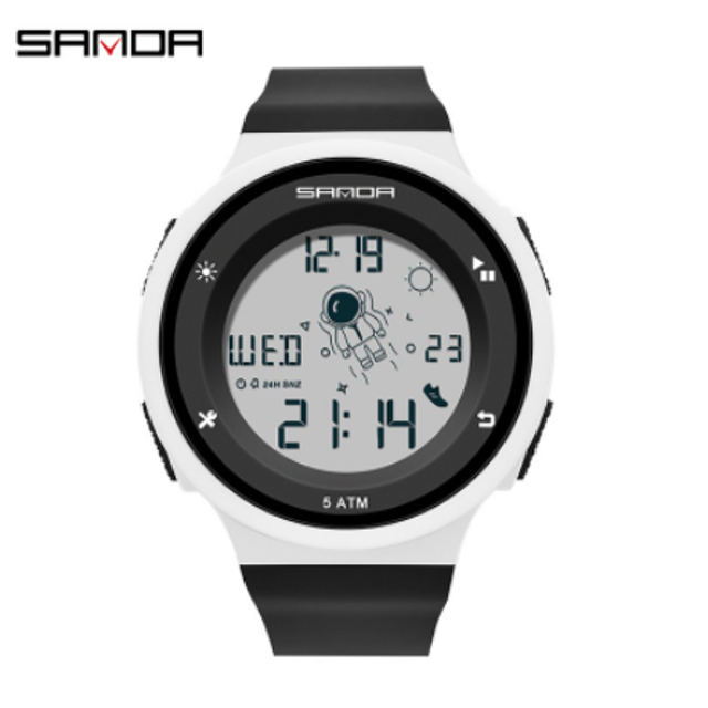 Sanda  Jam Tangan Wanita Pria Digital Tali Rubber Shockproof Antiair 2121