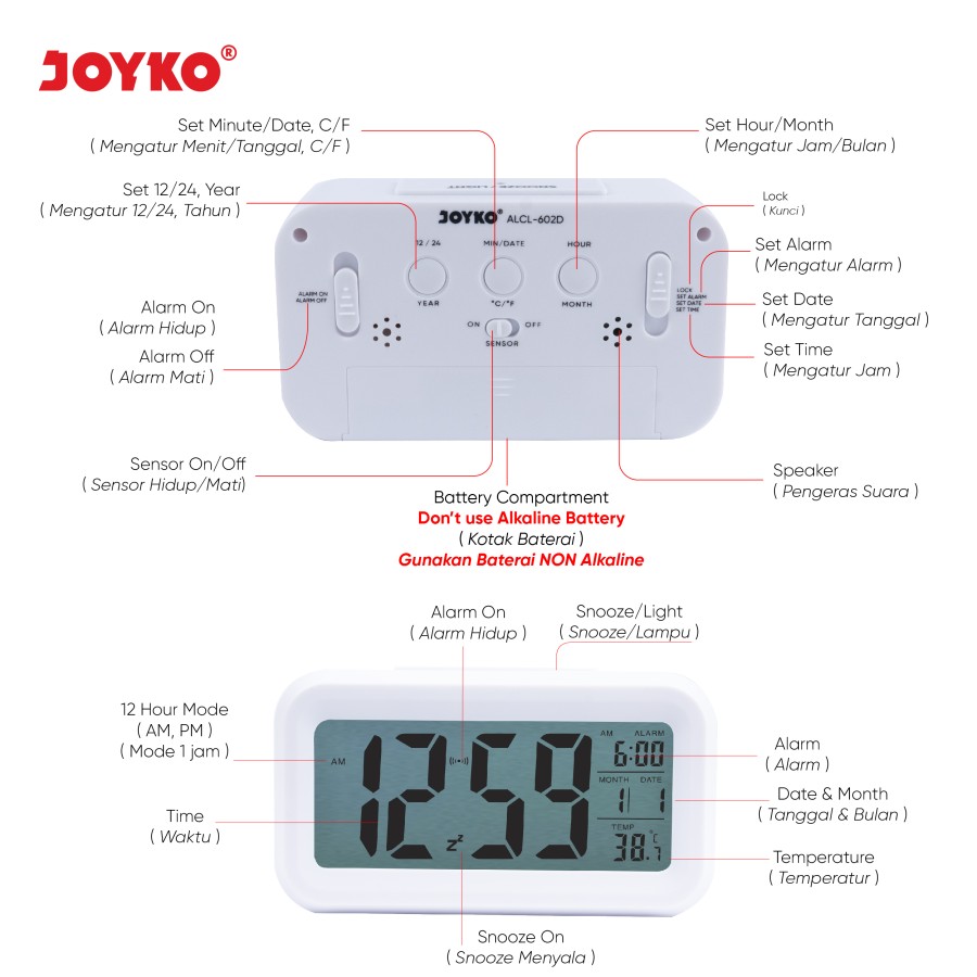 Atali Makmur JOYKO Jam Weker ALCL-602D