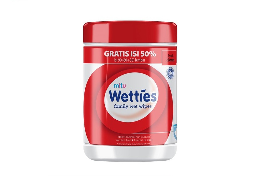 Mitu Wetties Antiseptic Family Wet Wipes Fresh Clean Bottle