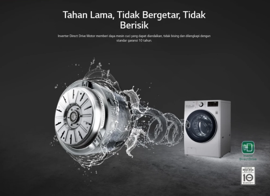 LG Electronics LG Mesin Cuci Front Loading  AI DD™ 15 Kg / 8 Kg F2515RTGV