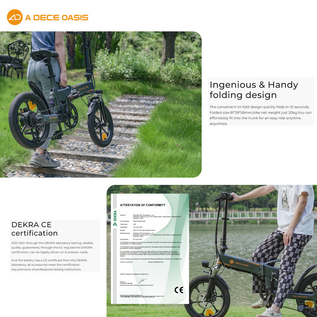 ADO E-Bike ADO E-Bike Folding Electric Mountain Bike A16 XE